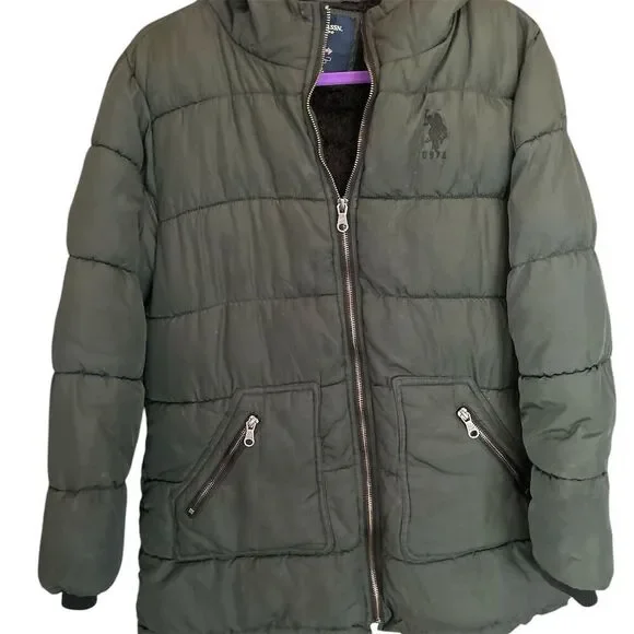 U.S. Polo Assn. Men's Green Puffer‎ Jacket with Hood Size L Casual - Picture 1 of 10